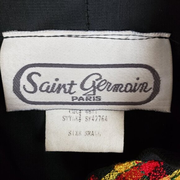 Vintage Saint Germain Paris Bomber Jacket Plaid Colorblock Unisex size S 80s 90s - Picture 3 of 14